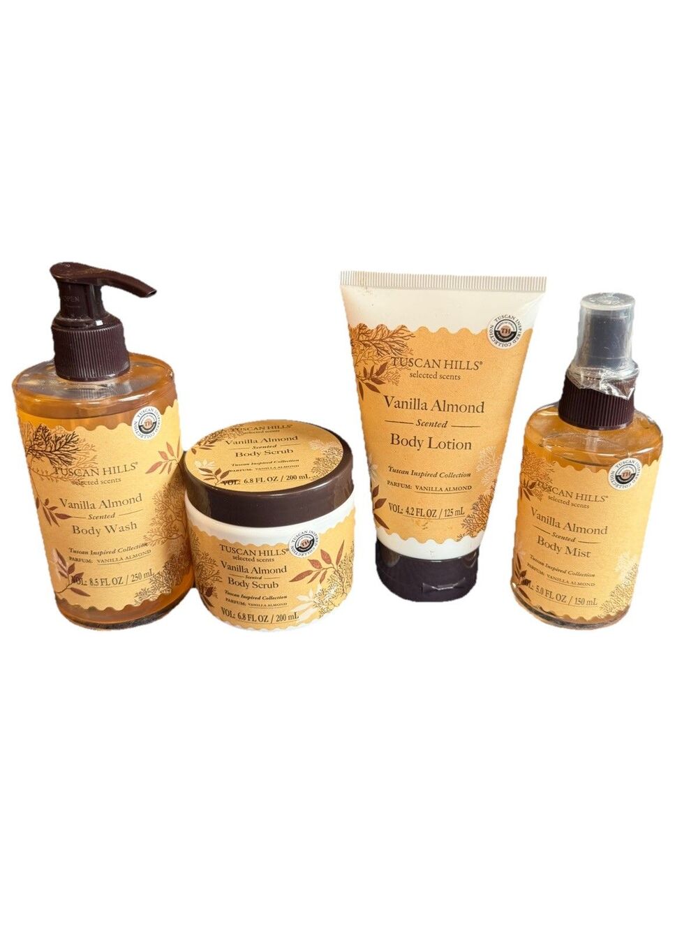 Tuscan Hills Selected Scents Vanilla Almond 4 Piece Body Care Collection
